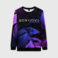 Женский свитшот 3D Bon Jovi neon monstera