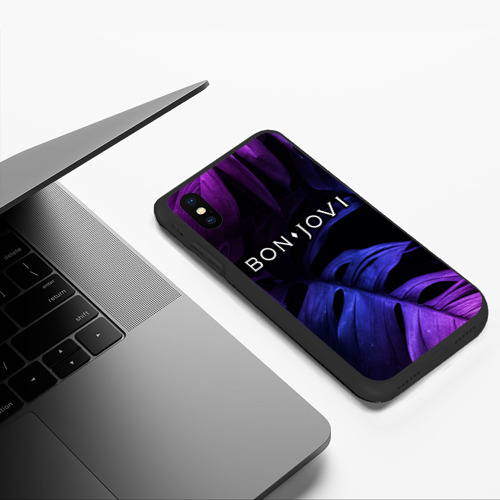 Чехол для iPhone XS Max матовый Bon Jovi neon monstera - фото 5