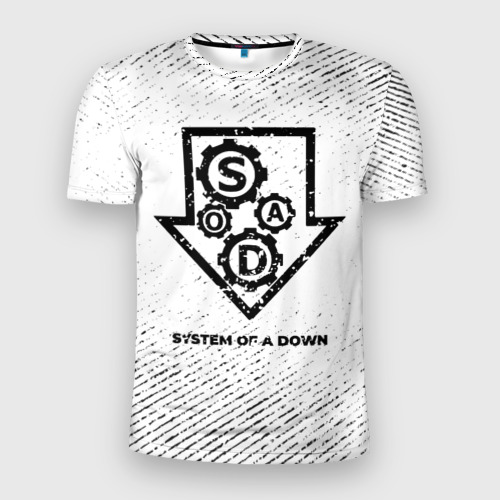 Мужская футболка 3D Slim System of a Down с потертостями на светлом фоне, цвет 3D печать