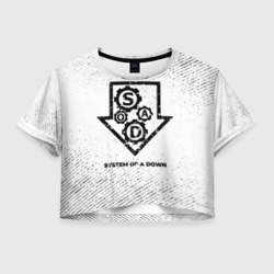 Женская футболка Crop-top 3D System of a Down с потертостями на светлом фоне