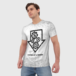 Мужская футболка 3D System of a Down с потертостями на светлом фоне - фото 2