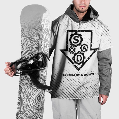 Накидка на куртку 3D System of a Down с потертостями на светлом фоне, цвет 3D печать