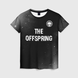 Женская футболка 3D The Offspring glitch на темном фоне: символ сверху