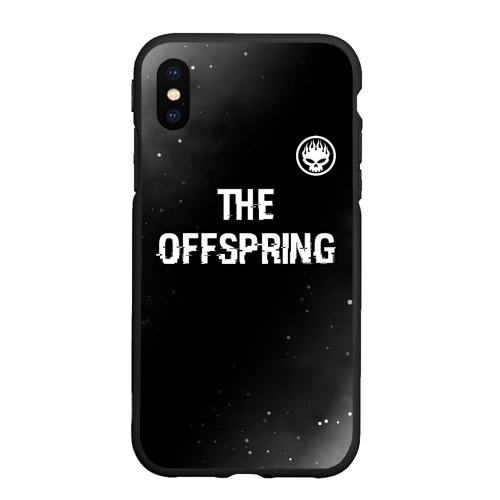 Чехол для iPhone XS Max матовый The Offspring glitch на темном фоне: символ сверху