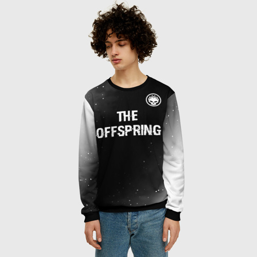 Мужской свитшот 3D The Offspring glitch на темном фоне: символ сверху, цвет черный - фото 3