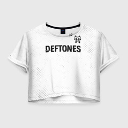 Женская футболка Crop-top 3D Deftones glitch на светлом фоне: символ сверху