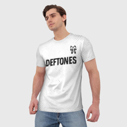 Мужская футболка 3D Deftones glitch на светлом фоне: символ сверху - фото 2