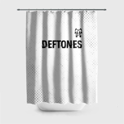 Штора 3D для ванной Deftones glitch на светлом фоне: символ сверху