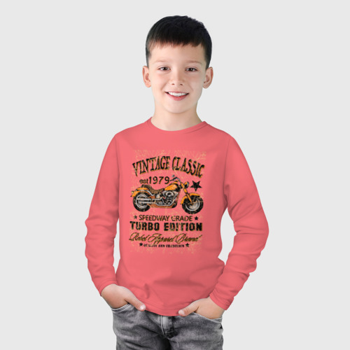Детский лонгслив хлопок с принтом Винтажный чеппер, фото на моделе #1