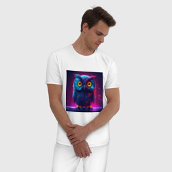Мужская пижама хлопок Сова в свете неона - фото 2