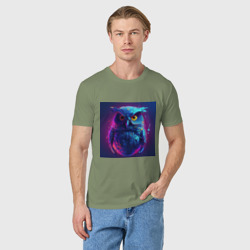 Мужская футболка хлопок Сова в неоновых красках - фото 2
