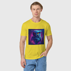 Мужская футболка хлопок Сова в неоновых красках - фото 2