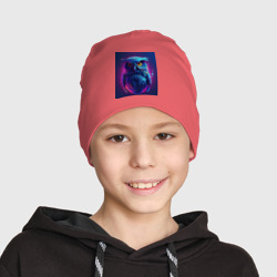 Детская шапка демисезонная Сова в неоновых красках - фото 2