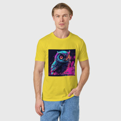 Мужская футболка хлопок Сова в неоновом свете - фото 2