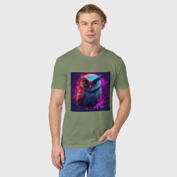 Мужская футболка хлопок Сова в красках неона - фото 2