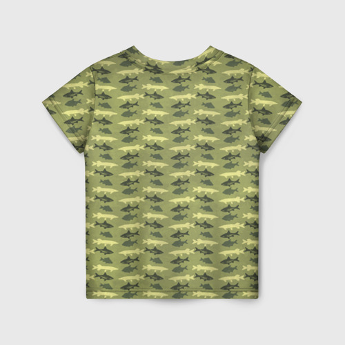 Детская футболка 3D с принтом Камуфляж рыболовный, вид сзади #1
