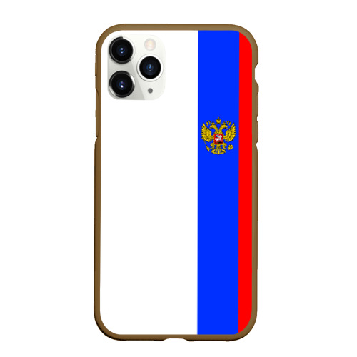 Чехол для iPhone 11 Pro матовый с принтом Цвета России - герб, вид спереди #2