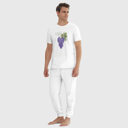 Мужская пижама хлопок Гроздь винограда, цвет белый - фото 5