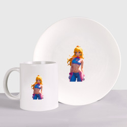 Набор: тарелка + кружка Принцесса Пичес - Марио