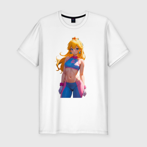 Мужская футболка хлопок Slim Принцесса Пичес - Марио, цвет белый