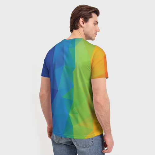 Мужская футболка 3D с принтом Многоцветные многоугольники, вид сзади #2