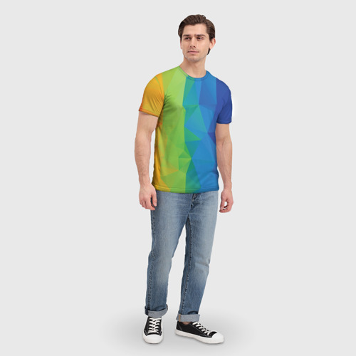 Мужская футболка 3D с принтом Многоцветные многоугольники, вид сбоку #3