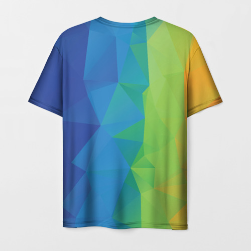 Мужская футболка 3D с принтом Многоцветные многоугольники, вид сзади #1