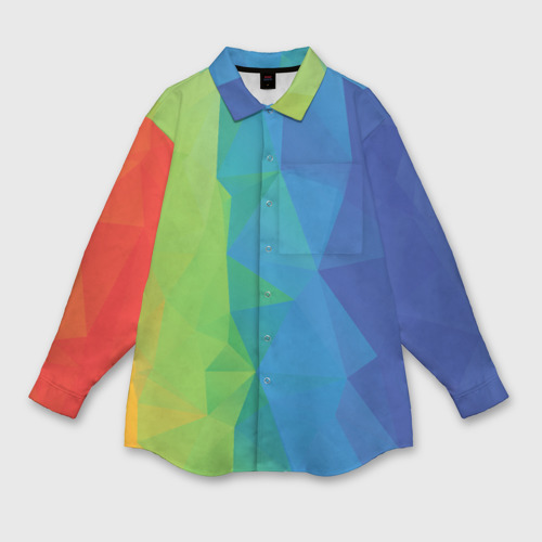 Мужская рубашка oversize 3D с принтом Многоцветные многоугольники, вид спереди #2