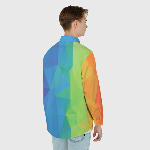 Мужская рубашка oversize 3D с принтом Многоцветные многоугольники, вид сзади #2