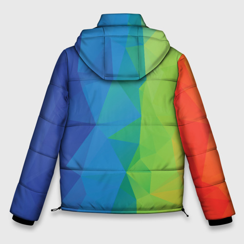 Мужская зимняя куртка 3D с принтом Многоцветные многоугольники, вид сзади #1