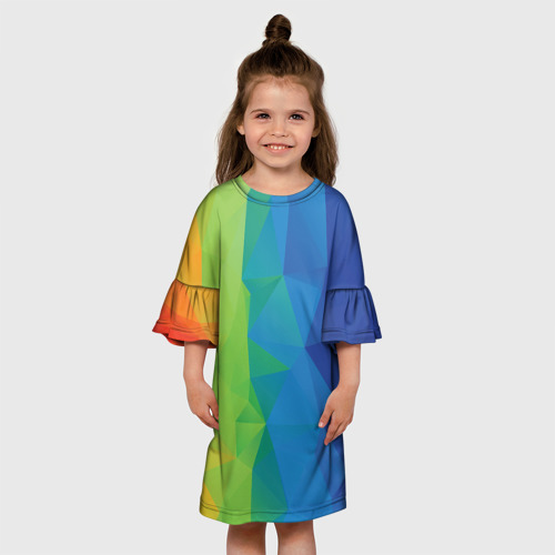 Детское платье 3D с принтом Многоцветные многоугольники, вид сбоку #3