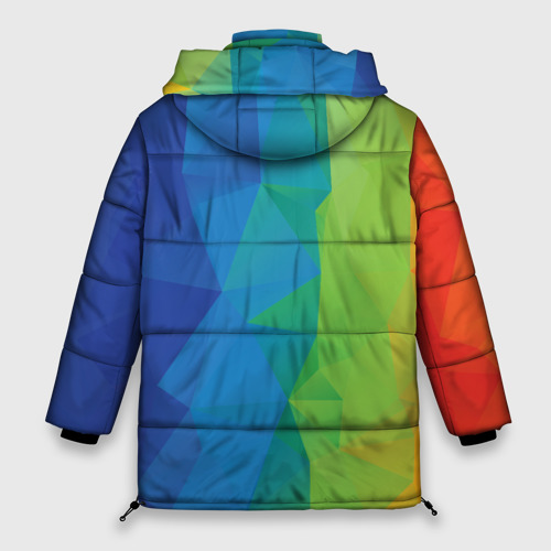 Женская зимняя куртка 3D с принтом Многоцветные многоугольники, вид сзади #1