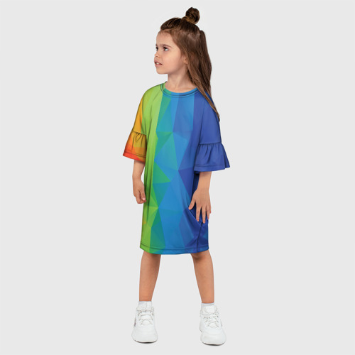 Детское платье 3D с принтом Многоцветные многоугольники, фото на моделе #1
