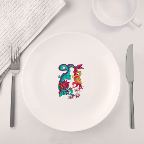 Набор: тарелка + кружка Дракон и Феникс: символы любви и удачи - фото 4