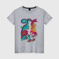 Дракон и Феникс: символы любви и удачи – Женская футболка хлопок с принтом купить со скидкой в -20%