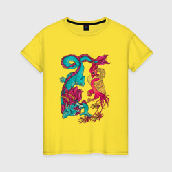 Женская футболка хлопок Дракон и Феникс: символы любви и удачи