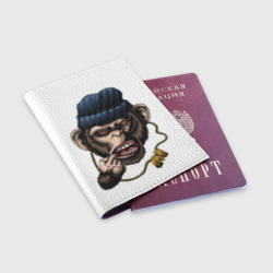 Обложка для паспорта матовая кожа Макака гангстер - фото 2