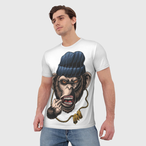 Мужская футболка 3D с принтом Макака гангстер, фото на моделе #1