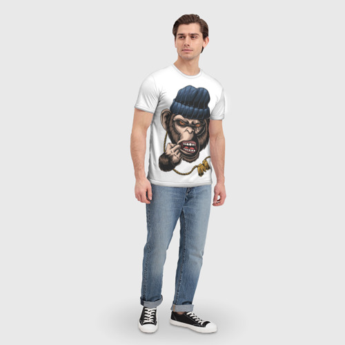 Мужская футболка 3D с принтом Макака гангстер, вид сбоку #3