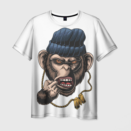 Мужская футболка 3D с принтом Макака гангстер, вид спереди #2