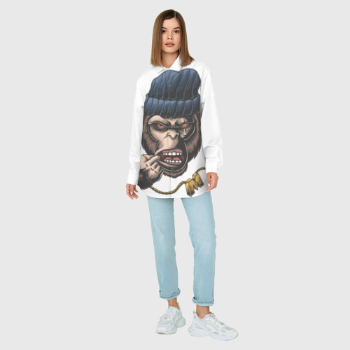 Женская рубашка oversize 3D с принтом Макака гангстер, вид сбоку #3