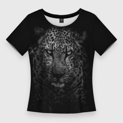 Женская футболка 3D Slim Чёрно-белый леопард