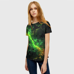 Женская футболка 3D Зеленая молния - фото 2