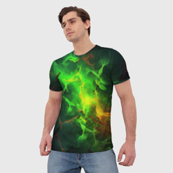 Мужская футболка 3D Зеленое свечение молния - фото 2