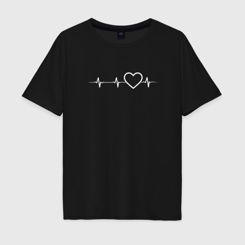 Мужская футболка хлопок Oversize с принтом Пульс любви, вид спереди #2