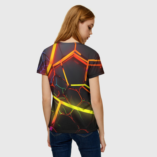 Женская футболка 3D Неоновые трубки, цвет 3D печать - фото 4