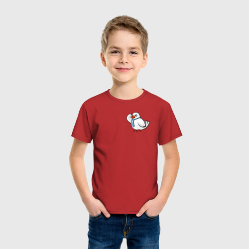 Детская футболка хлопок Голубь отдаёт приветствие, цвет красный - фото 3