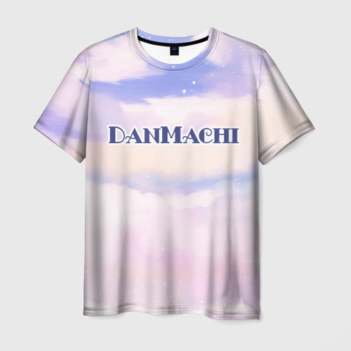 Мужская футболка с принтом DanMachi sky clouds, вид спереди №1