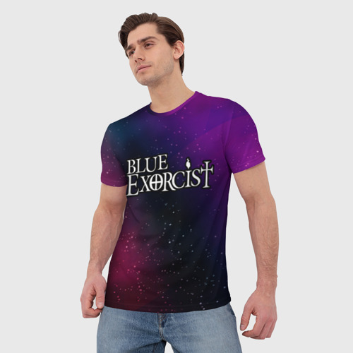 Мужская футболка 3D Blue Exorcist gradient space, цвет 3D печать - фото 3
