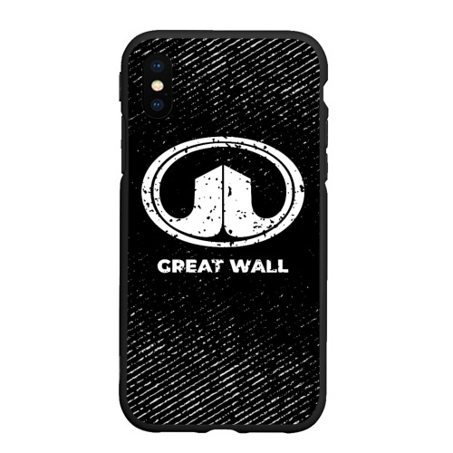 Чехол для iPhone XS Max матовый Great Wall с потертостями на темном фоне